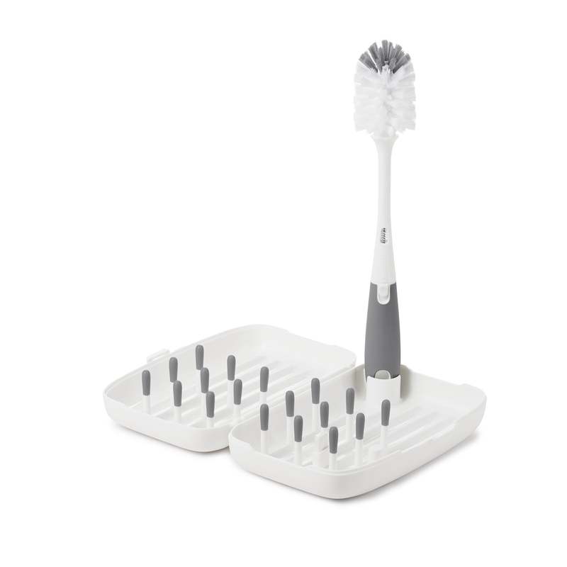 New OXO Tot on - the - Go Drying Rack & Bottle Brush (Gray) - Kidsy