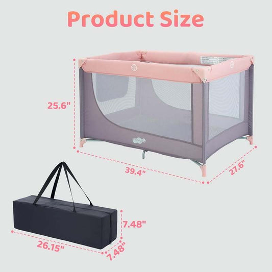New Pamo Babe Portable Crib Mattress Baby Playards (Pink) - Kidsy