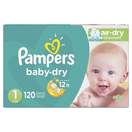 New Pampers Baby Dry Diapers Size 1 - 120 Count - Kidsy