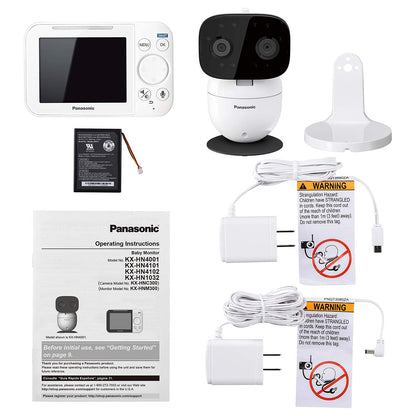 New Panasonic Baby Monitor with Camera and Audio, 3.5” Color Video - 1 Camera - KX - HN4101W (White) - Kidsy