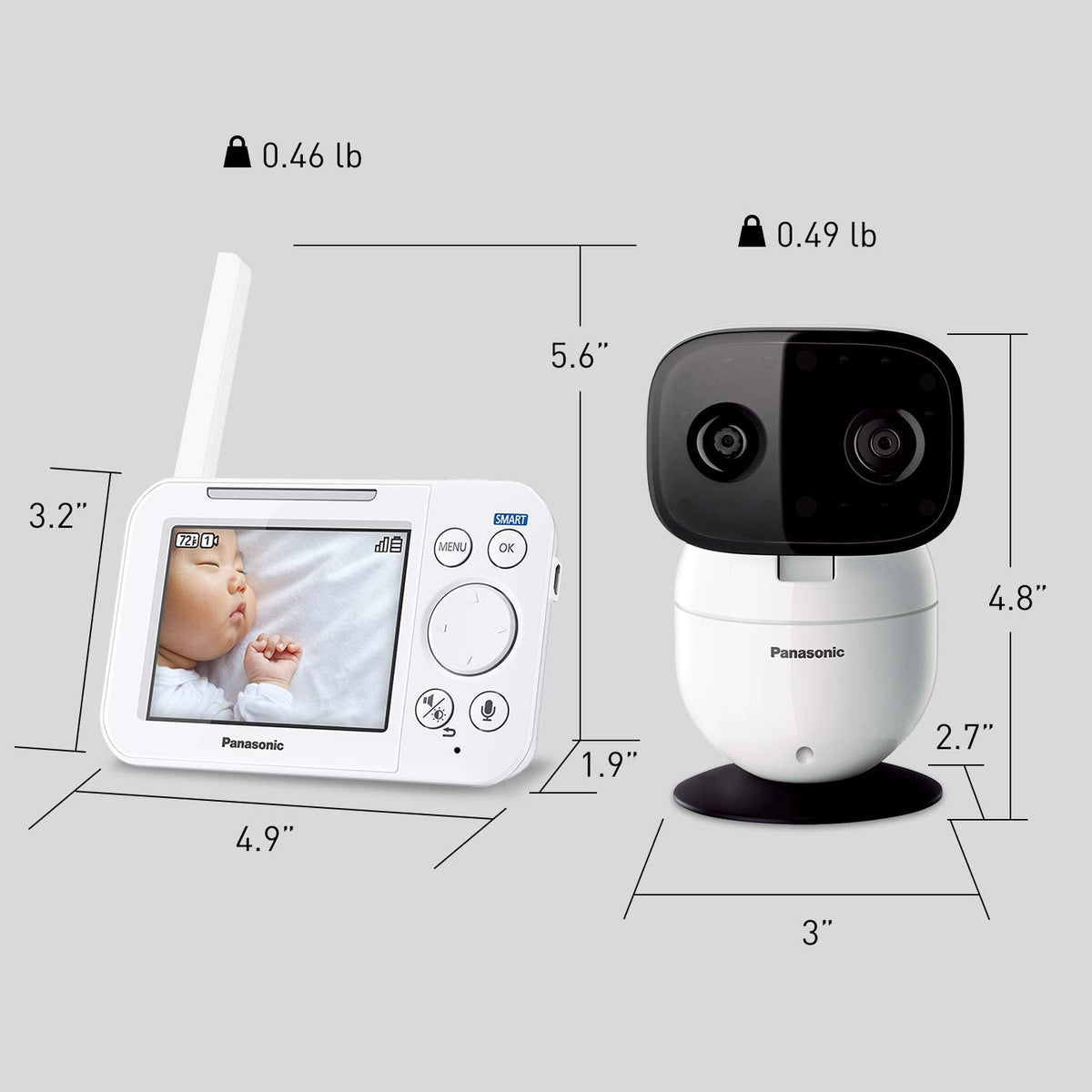 New Panasonic Baby Monitor with Camera and Audio, 3.5” Color Video - 1 Camera - KX - HN4101W (White) - Kidsy