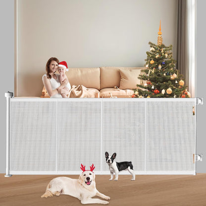 New Pawtners Retractable Baby Gate Extra Wide, 41" Tall Extends up to 71" Wide (White) - Kidsy