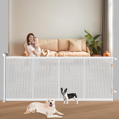 New Pawtners Retractable Baby Gate Extra Wide, 41" Tall Extends up to 71" Wide (White) - Kidsy