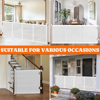 New Pawtners Retractable Baby Gate Extra Wide, 41" Tall Extends up to 71" Wide (White) - Kidsy