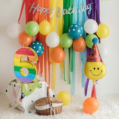 New PCFING 20 Inch Number 6 Piñata Rainbow with 30 Inch Piñata Stick Blindfold Confetti - Kidsy