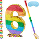 New PCFING 20 Inch Number 6 Piñata Rainbow with 30 Inch Piñata Stick Blindfold Confetti - Kidsy