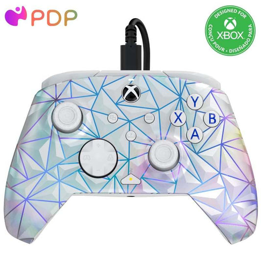 New PDP Gaming REMATCH Enhanced Wired Controller, Silver, Frosted Diamond - Kidsy