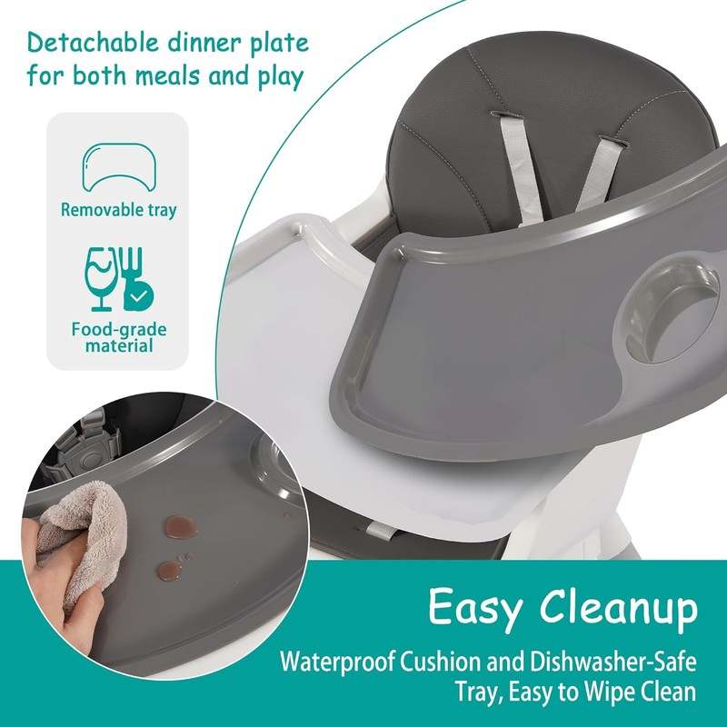 New Peekabu Convertible Baby 6 - in - 1 High Chair (Gray) - Kidsy