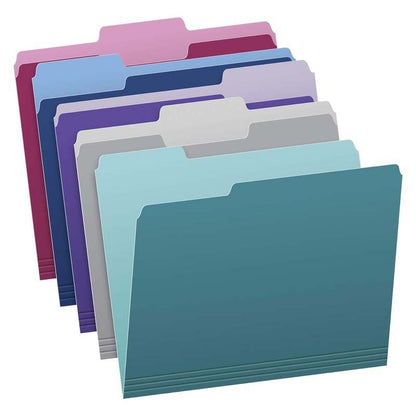 New Pendaflex Two Tone Color File Folders, Letter Size (Teal, Violet, Gray, Navy and Burgundy), 1/3 - Cut Tabs, 100/Box, (02315) - Kidsy