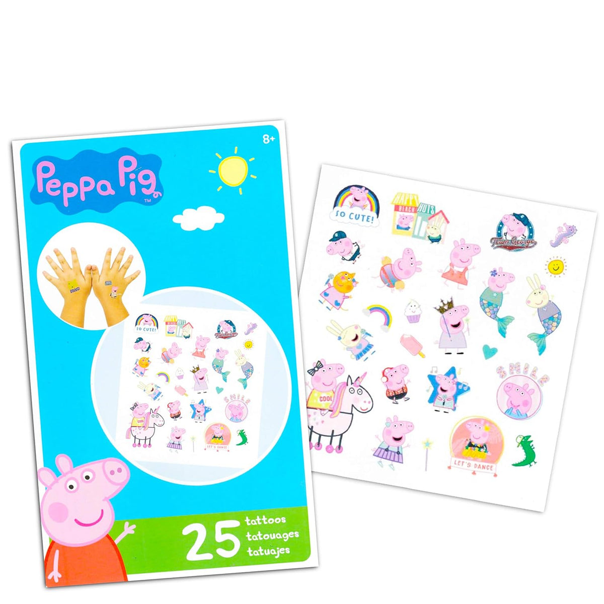New Peppa Pig Tattoos Party Favors Bundle ~ 150 Peppa Pig Temporary Tattoos, 6 Sheets (Peppa Pig BIrthday Party Supplies) - Kidsy