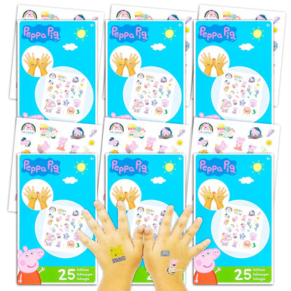New Peppa Pig Tattoos Party Favors Bundle ~ 150 Peppa Pig Temporary Tattoos, 6 Sheets (Peppa Pig BIrthday Party Supplies) - Kidsy
