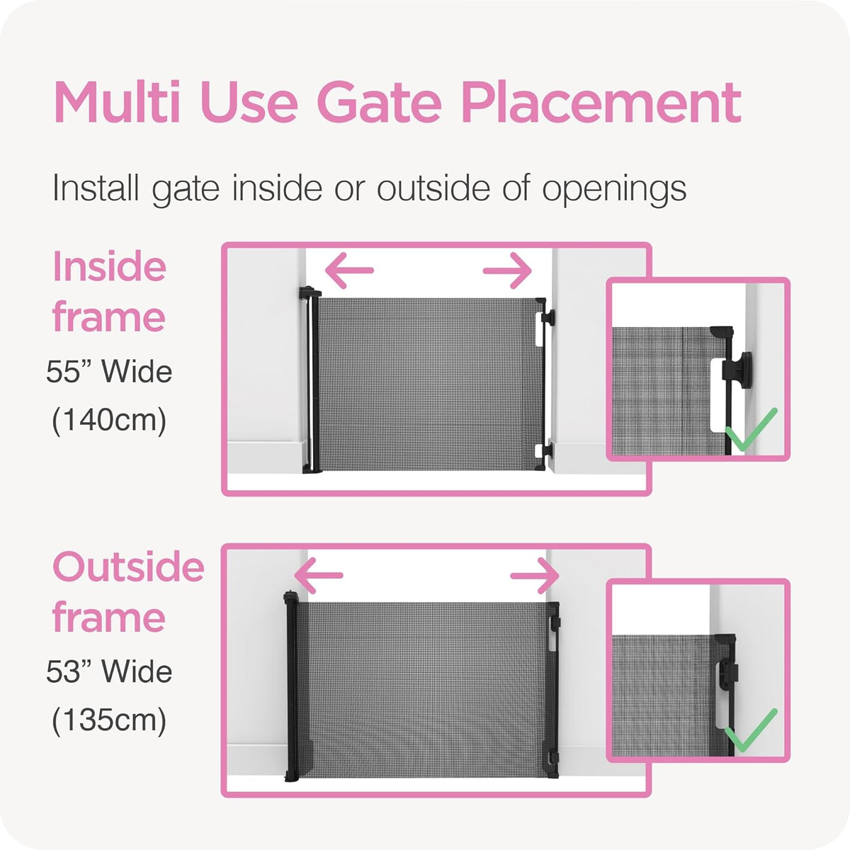 New Perma Child Safety 33" Tall Retractable Baby Gate Up to 55" Wide (Gray) - Kidsy