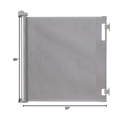 New Perma Child Safety 33" Tall Retractable Baby Gate Up to 55" Wide (Gray) - Kidsy