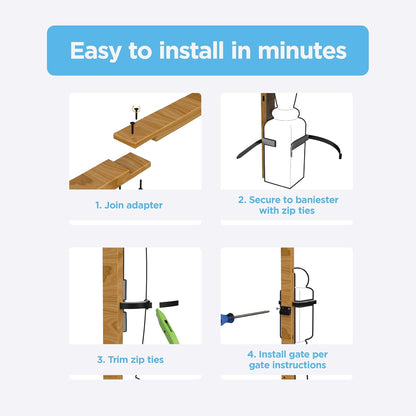New Perma Child Safety Extra Tall Universal Banister Adapter Kit for Pressure and Hardware Mounted Baby Gates up to 42" Tall - Kidsy