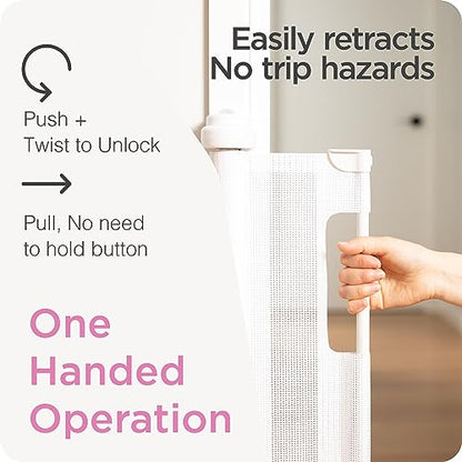 New Perma Child Safety Retractable Baby Gate 71"x41" (White) - Kidsy