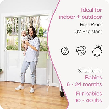 New Perma Child Safety Retractable Baby Gate 71"x41" (White) - Kidsy