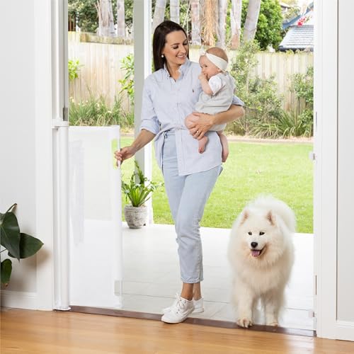 New Perma Child Safety Retractable Baby Gate 71"x41" (White) - Kidsy