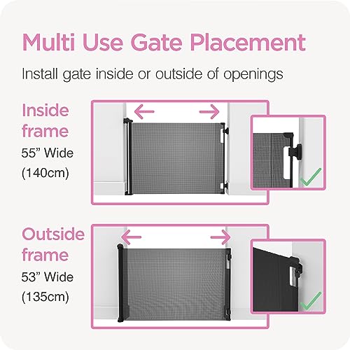 New Perma Retractable Baby Gate 55"W x 33"H (Black) - Kidsy