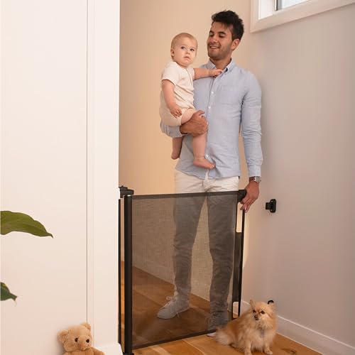 New Perma Retractable Baby Gate 55"W x 33"H (Black) - Kidsy