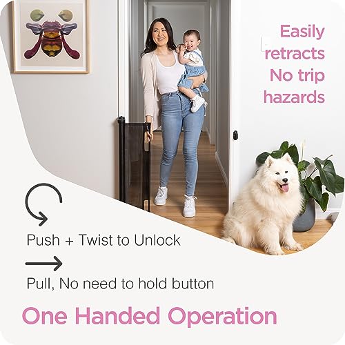 New Perma Retractable Baby Gate 55"W x 33"H (Black) - Kidsy