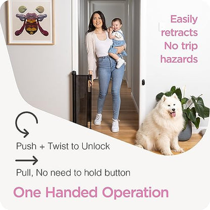 New Perma Retractable Baby Gate 55"W x 33"H (Black) - Kidsy