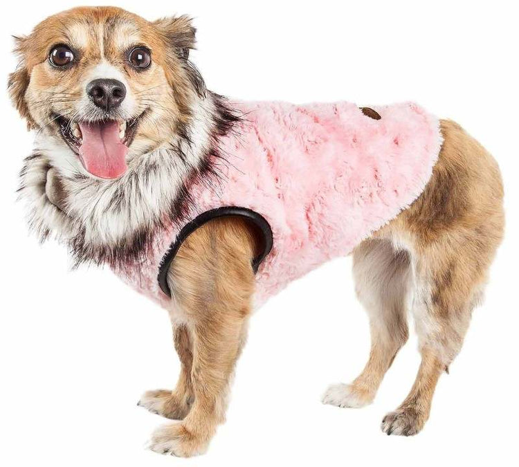 New Pet Life 45PKLG Luxe Pinkachew Charming Designer Mink Fur Dog Coat Jacket, Light Pink - Large - Kidsy