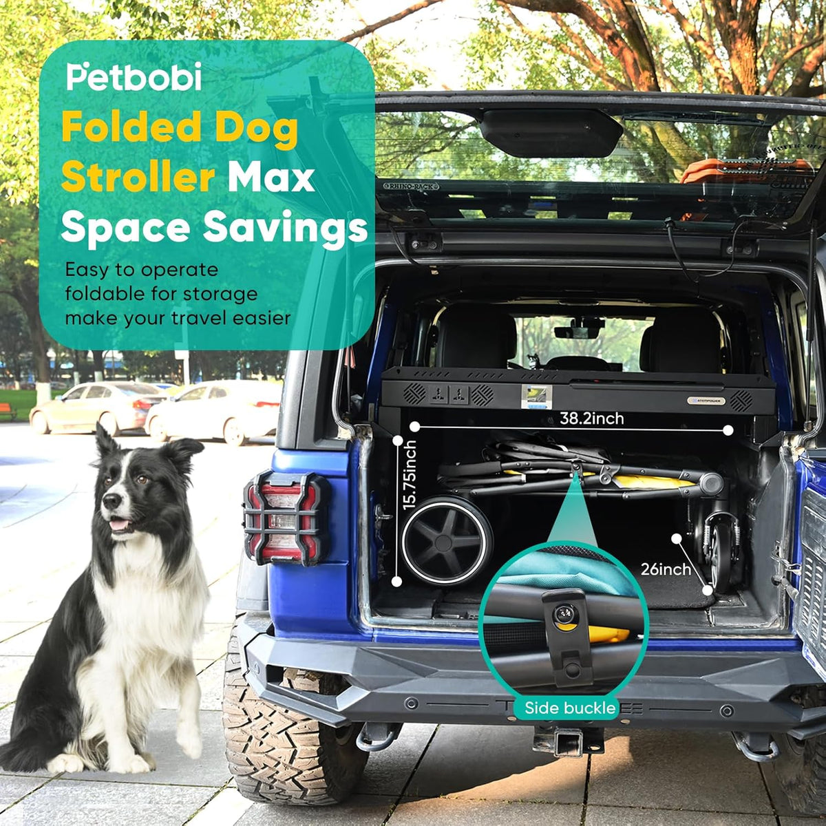 New Petbobi Dog Stroller for Large Medium Dogs up to 80 lbs (Black & Yellow) - Kidsy