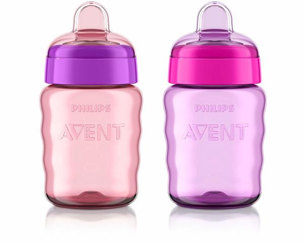 New Philips Avent Easy Sippy Cup 9oz 2pk (Pink/Purple) - Kidsy