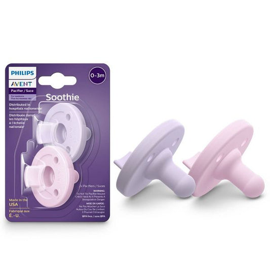 New Philips Avent Soothie Pacifiers 0 - 3m - 2pk (Fresh Lilac/Pastel Pink) - Kidsy