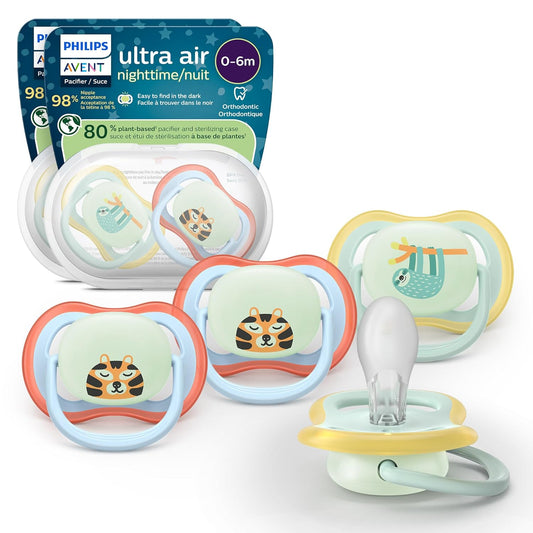 New Philips Avent Ultra Air Nighttime Glow Pacifiers 0–6 Months (Blue) - Kidsy
