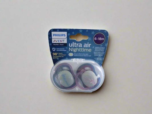 New Philips Avent Ultra Air Nighttime Pacifier with Sterilizer Carrying Case 6 - 18m - Kidsy