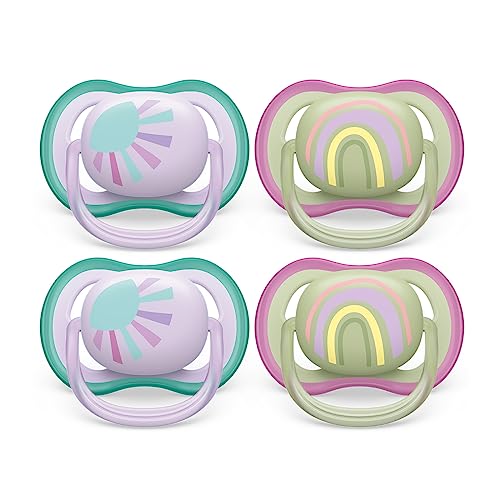 New Philips Avent Ultra Air Pacifier - 4 X Light (Lilac Sun / Green Rainbow) - Kidsy