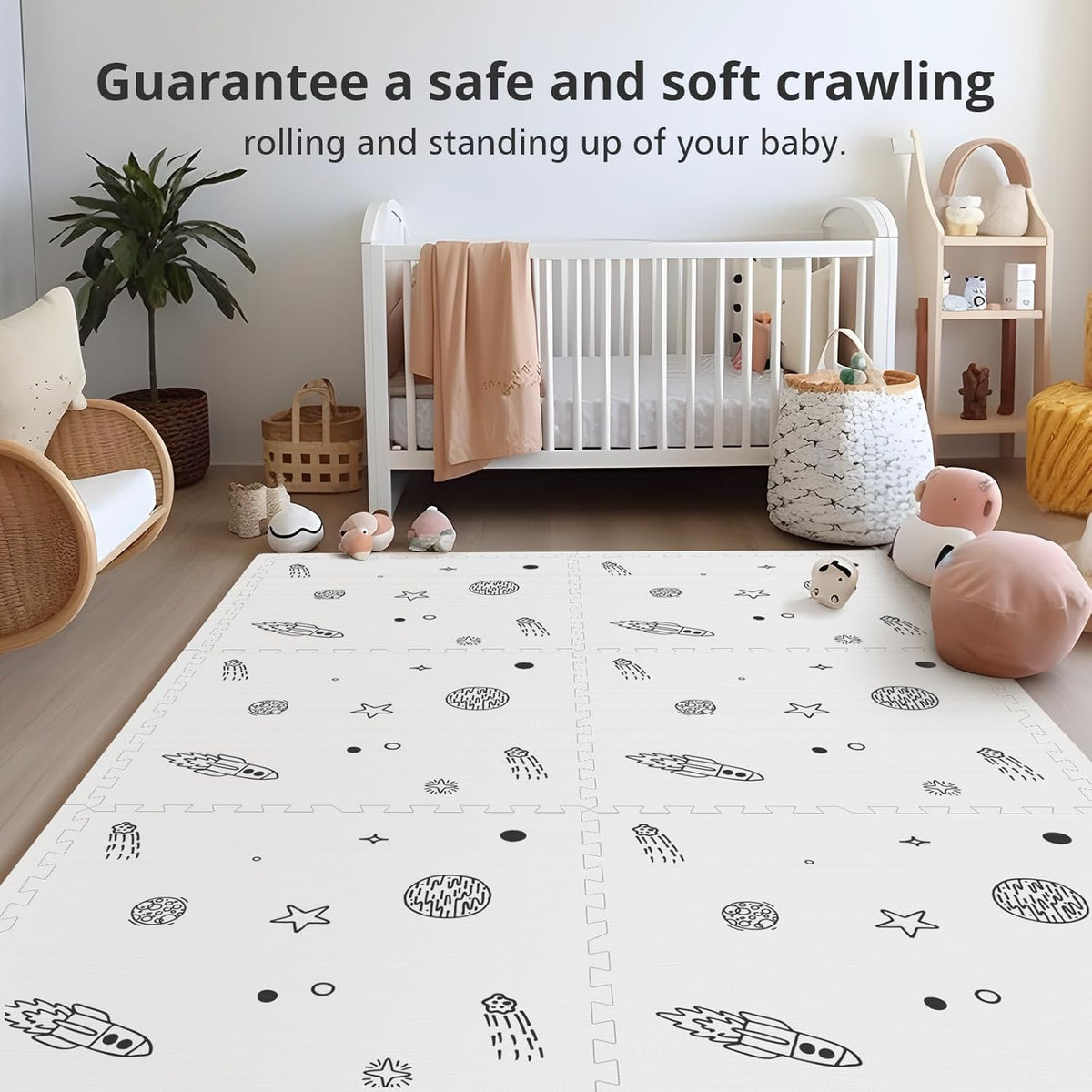 New PIGLOG Baby Play Mat, 72x48 - Inch Baby Foam Play Mat,6 - Piece Interlocking Foam Floor Tiles for Toddlers (Space) - Kidsy