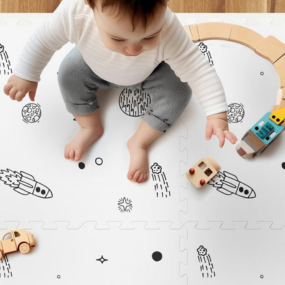 New PIGLOG Baby Play Mat, 72x48 - Inch Baby Foam Play Mat,6 - Piece Interlocking Foam Floor Tiles for Toddlers (Space) - Kidsy