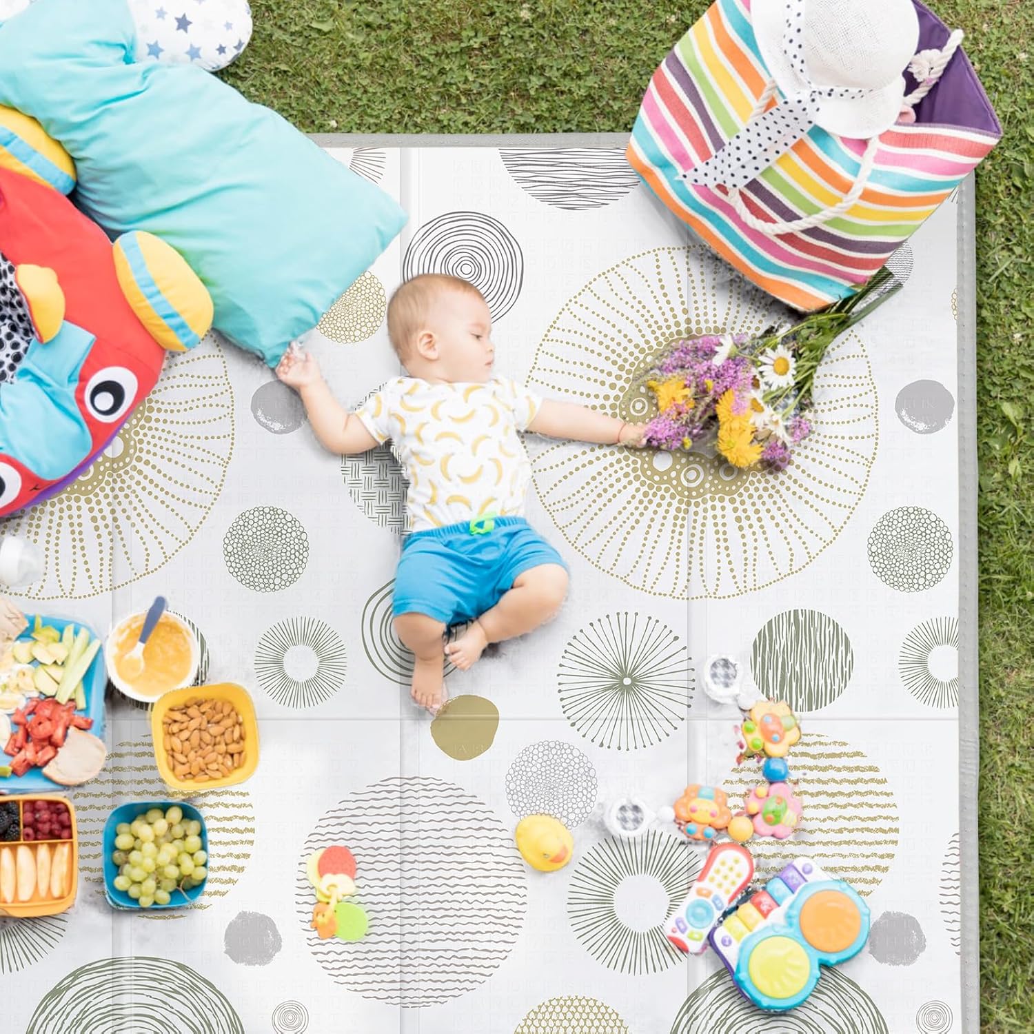 New PIGLOG Baby Play Mat for Floor (59''x 59''Playpen, Circle) - Kidsy
