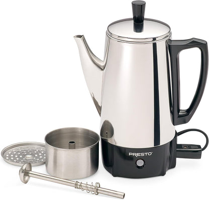 New Presto 6 - Cup Stainless - Steel Coffee Percolator (Silver) - Kidsy