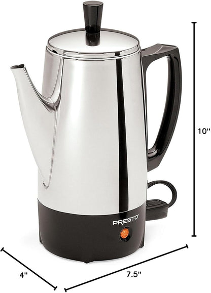 New Presto 6 - Cup Stainless - Steel Coffee Percolator (Silver) - Kidsy
