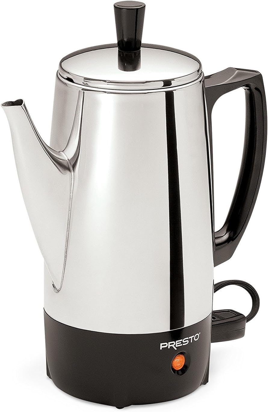 New Presto 6 - Cup Stainless - Steel Coffee Percolator (Silver) - Kidsy