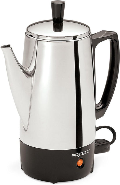 New Presto 6 - Cup Stainless - Steel Coffee Percolator (Silver) - Kidsy