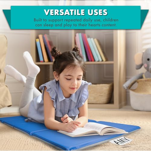 New ProSource Four - Fold Kids Rest Mat, Blue/Grey - Kidsy