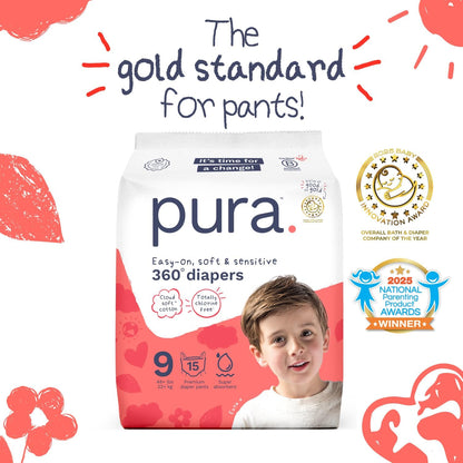 New Pura 360° Stretch Diaper Pants Size 9, 48+ lbs - 45 Count - Kidsy