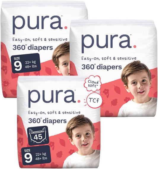 New Pura 360° Stretch Diaper Pants Size 9, 48+ lbs - 45 Count - Kidsy
