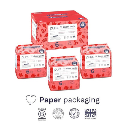 New Pura Hypoallergenic Diaper Pants Size 6, 51 - Pack (33+ lbs) - Kidsy