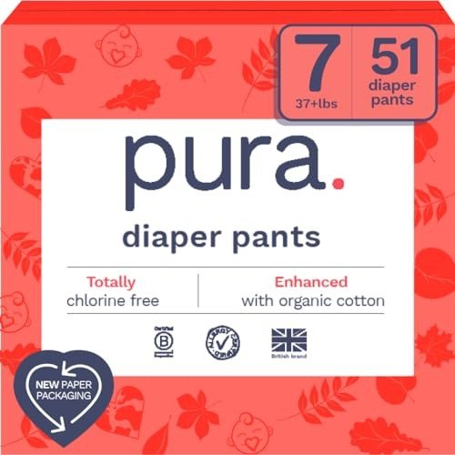 New Pura Size 7 Diaper Pants - 3 X 17 Diapers, 51 Total (37+lbs) - Kidsy