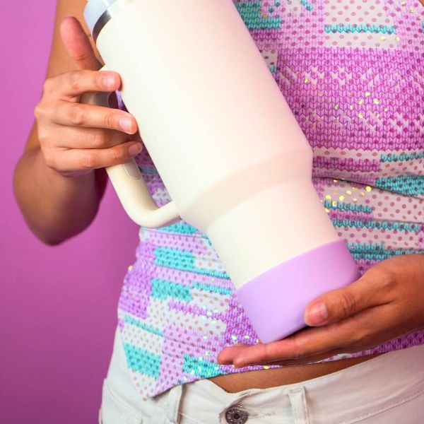 New Purple Silicone Bottle Boot: CharCharms Drinkware Accessory, Dishwasher - Safe for Hot & Cold Beverages - Kidsy