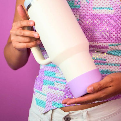 New Purple Silicone Bottle Boot: CharCharms Drinkware Accessory, Dishwasher - Safe for Hot & Cold Beverages - Kidsy