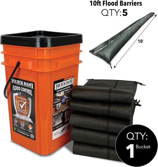 New Quick Dam Grab & Go Flood Kit with Five 10 ft Barriers - Kidsy