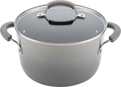 New Rachael Ray Brights Nonstick Cookware Pots and Pans Set, 14 Piece (Sea Salt Gray) - Kidsy