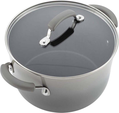 New Rachael Ray Brights Nonstick Cookware Pots and Pans Set, 14 Piece (Sea Salt Gray) - Kidsy