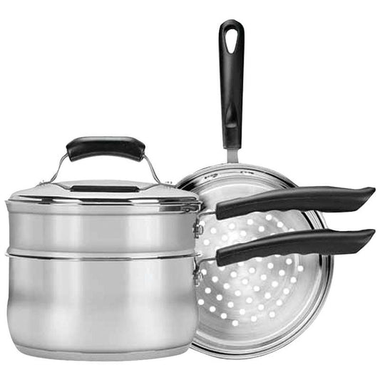 New Range Kleen 3 - Piece Sauce Pan Set, 3 Qt (Silver) - Kidsy